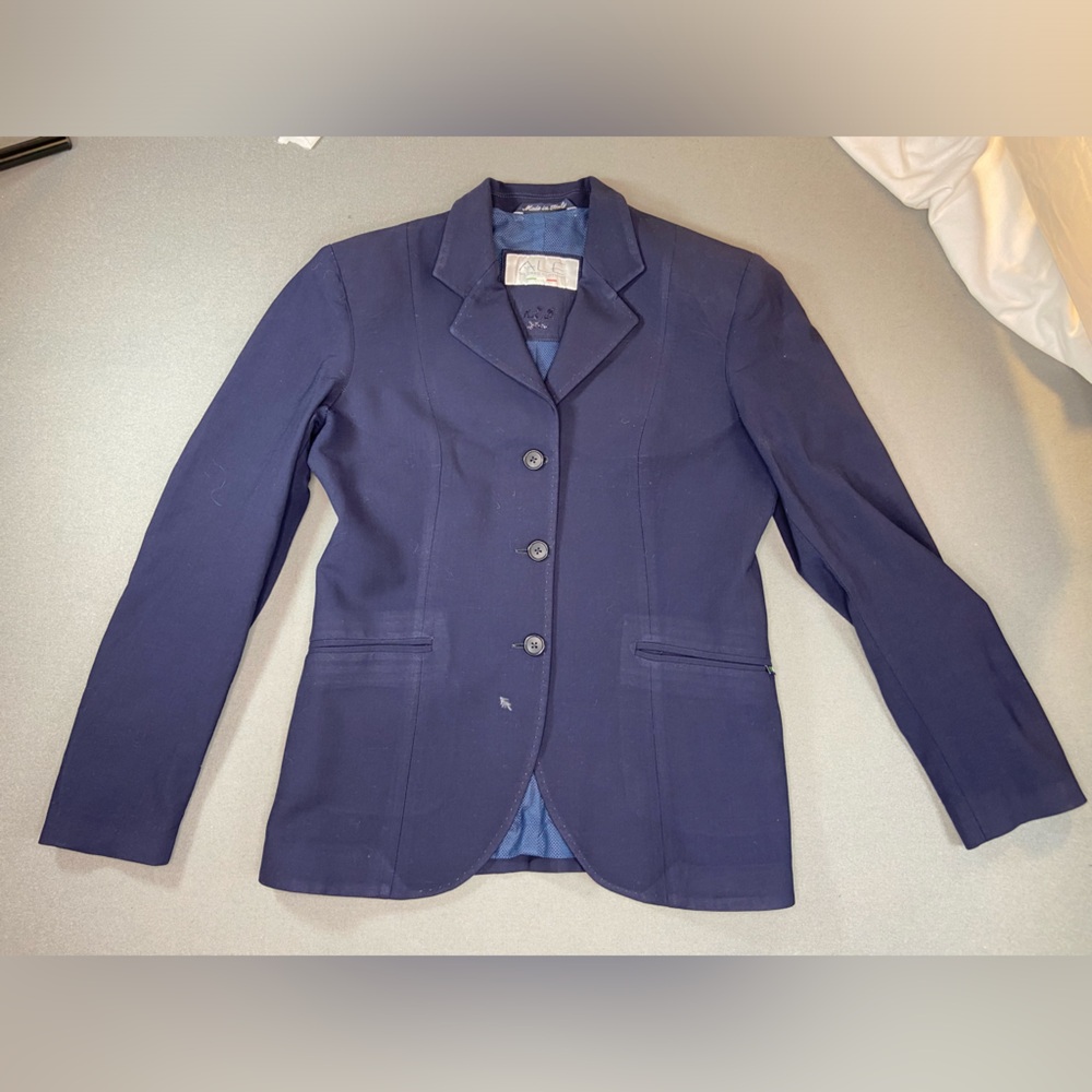 ALE Alessandro Albanese Riding Show Coat Navy Three-Button Blazer Jacket Size 46
